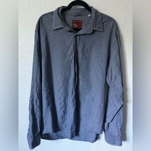 EQ Rooster Shirt Striped Blue Button Down Shirt Long Sleeve Men's X large